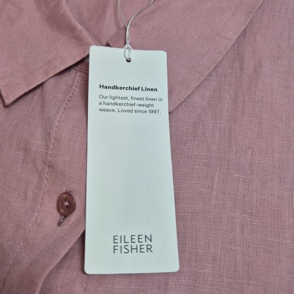 Eileen Fisher Women's Shirt Size Classic Long Sleeve Button Up Pink Pale (60) - Picture 6 of 12